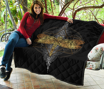 Boho Spiritual Dragonfly Print Quilt