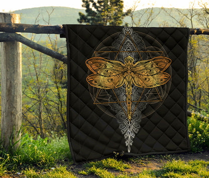 Boho Spiritual Dragonfly Print Quilt