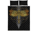 Boho Spiritual Dragonfly Print Quilt Bed Set