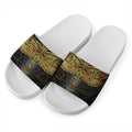 Boho Spiritual Dragonfly Print White Slide Sandals