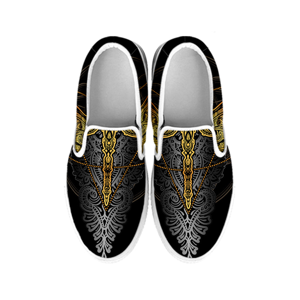 Boho Spiritual Dragonfly Print White Slip On Shoes