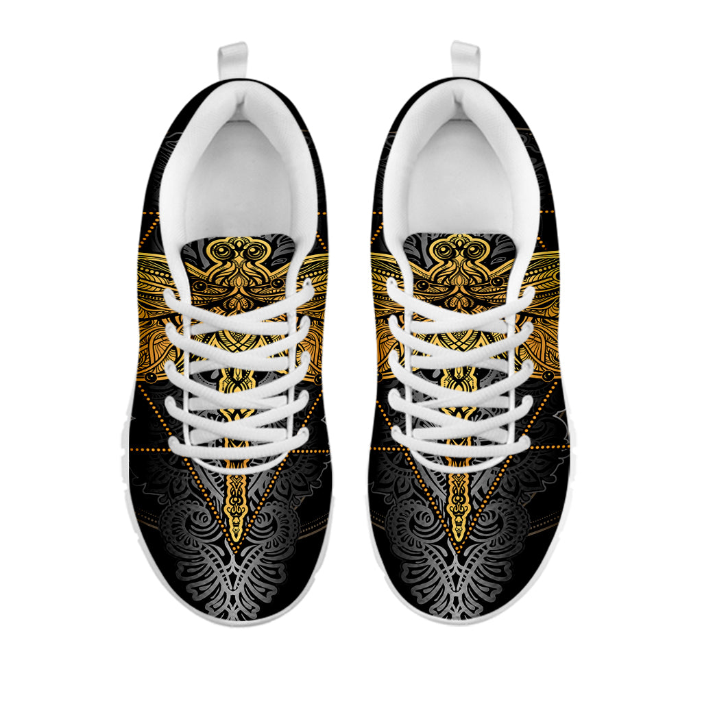 Boho Spiritual Dragonfly Print White Sneakers