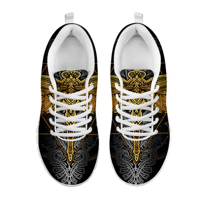 Boho Spiritual Dragonfly Print White Sneakers
