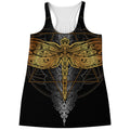 Boho Spiritual Dragonfly Print Women's Racerback Tank Top