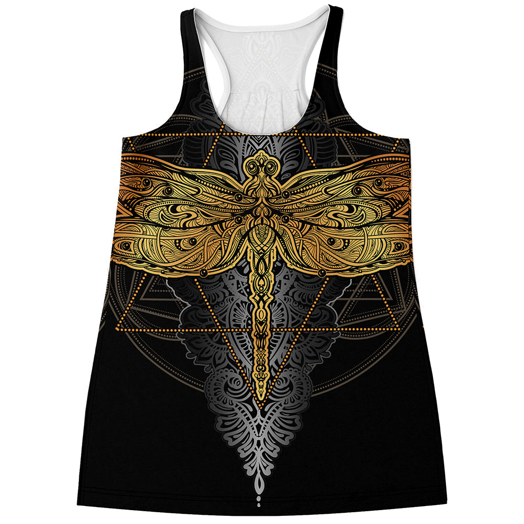 Boho Spiritual Dragonfly Print Women's Racerback Tank Top
