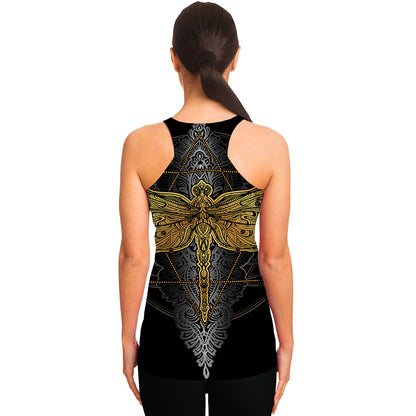 Boho Spiritual Dragonfly Print Women's Racerback Tank Top