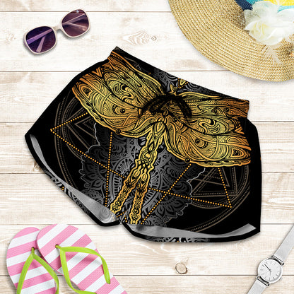 Boho Spiritual Dragonfly Print Women's Shorts