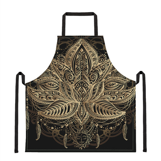 Boho Spiritual Lotus Print Apron