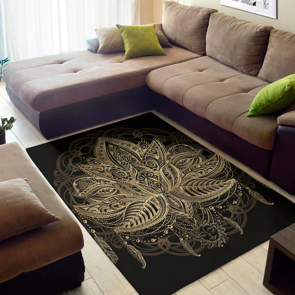 Boho Spiritual Lotus Print Area Rug