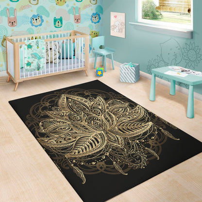 Boho Spiritual Lotus Print Area Rug