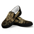 Boho Spiritual Lotus Print Black Slip On Sneakers