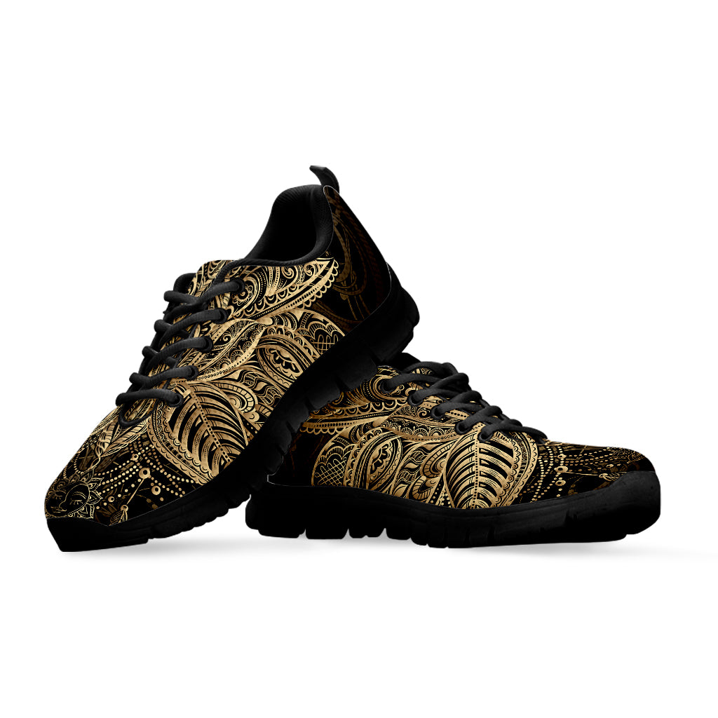 Boho Spiritual Lotus Print Black Sneakers