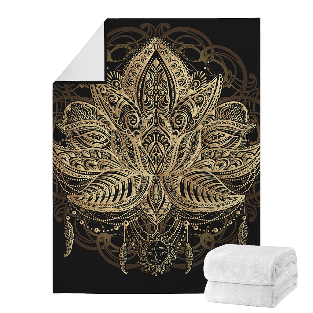 Boho Spiritual Lotus Print Blanket
