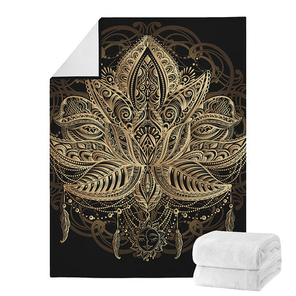 Boho Spiritual Lotus Print Blanket