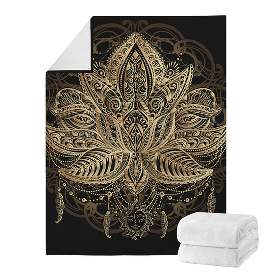 Boho Spiritual Lotus Print Blanket