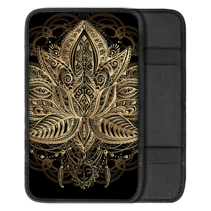 Boho Spiritual Lotus Print Car Center Console Cover