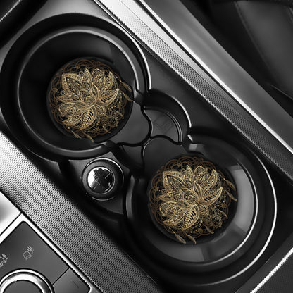 Boho Spiritual Lotus Print Car Coasters