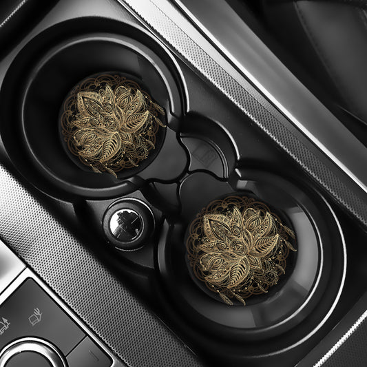 Boho Spiritual Lotus Print Car Coasters