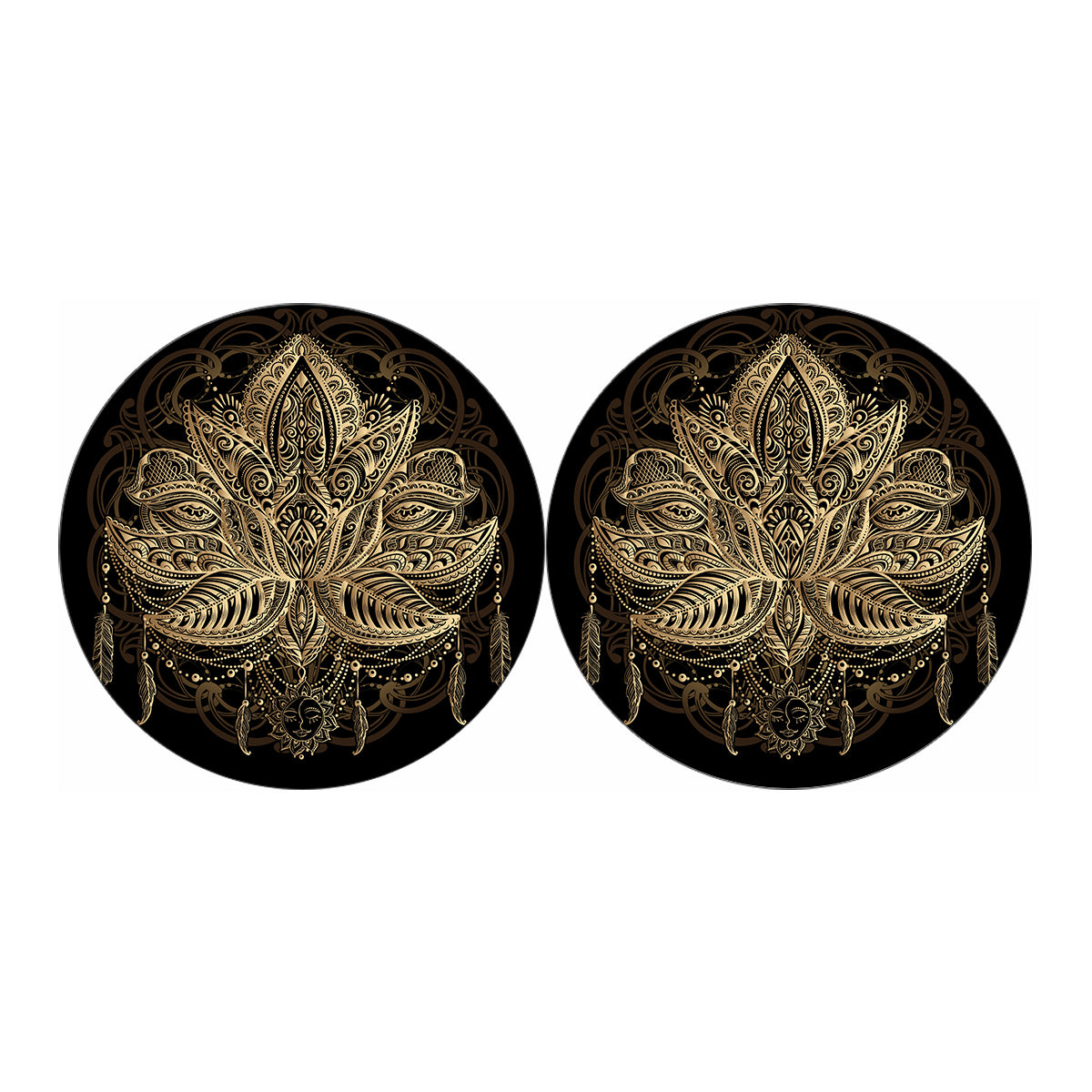 Boho Spiritual Lotus Print Car Coasters