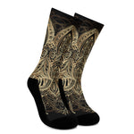 Boho Spiritual Lotus Print Crew Socks