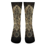 Boho Spiritual Lotus Print Crew Socks