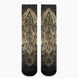 Boho Spiritual Lotus Print Crew Socks