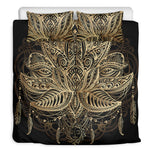 Boho Spiritual Lotus Print Duvet Cover Bedding Set