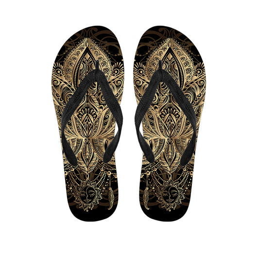 Boho Spiritual Lotus Print Flip Flops