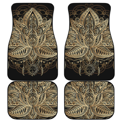 Boho Spiritual Lotus Print Front and Back Car Floor Mats