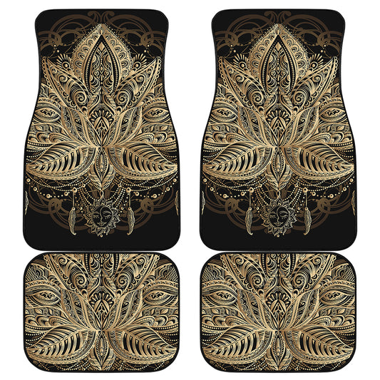 Boho Spiritual Lotus Print Front and Back Car Floor Mats