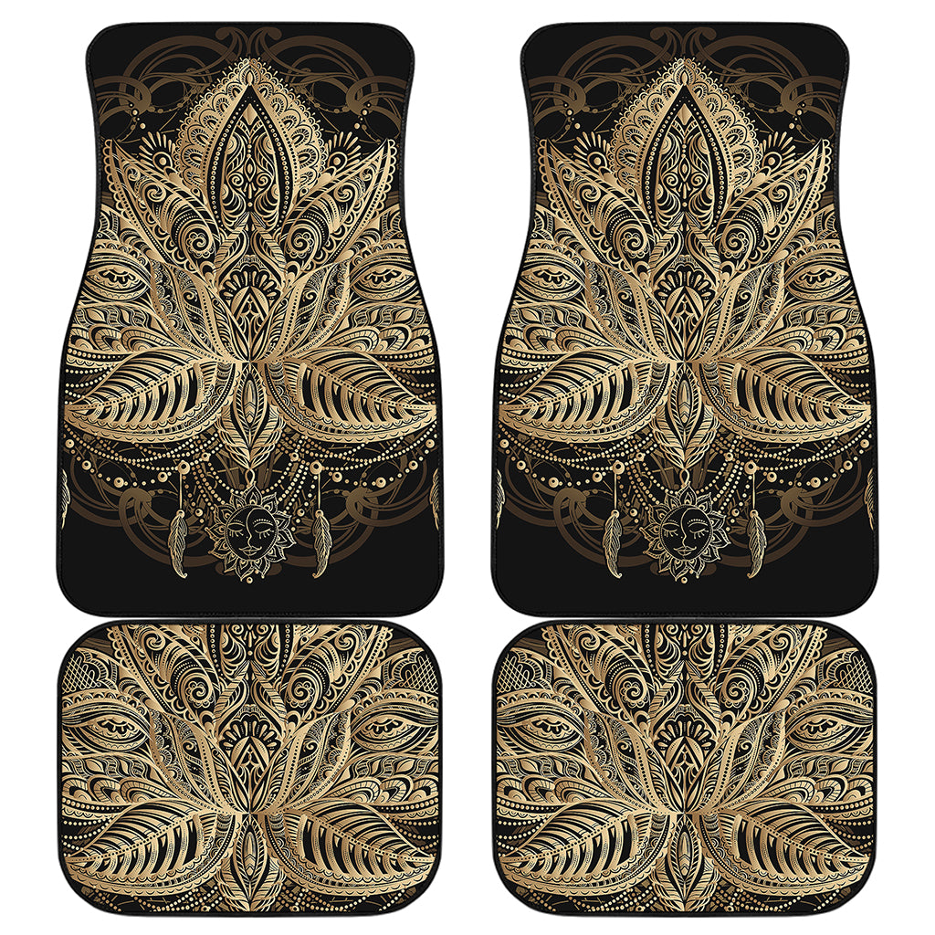 Boho Spiritual Lotus Print Front and Back Car Floor Mats