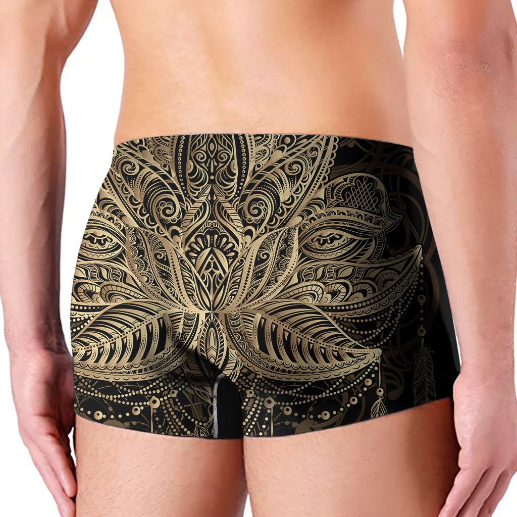 Boho Spiritual Lotus Print Men's Boxer Briefs