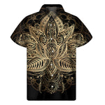 Boho Spiritual Lotus Print Men's Short Sleeve Shirt