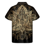 Boho Spiritual Lotus Print Men's Short Sleeve Shirt