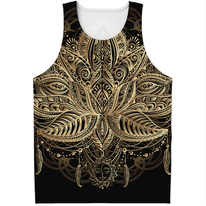 Boho Spiritual Lotus Print Men's Tank Top
