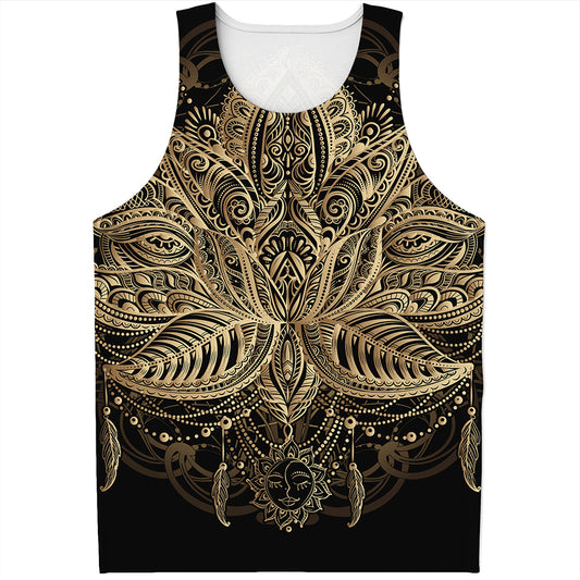 Boho Spiritual Lotus Print Men's Tank Top
