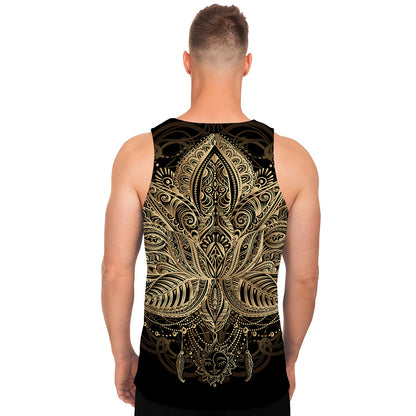 Boho Spiritual Lotus Print Men's Tank Top