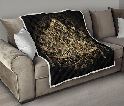 Boho Spiritual Lotus Print Quilt