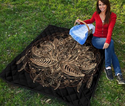 Boho Spiritual Lotus Print Quilt