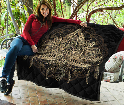 Boho Spiritual Lotus Print Quilt
