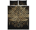 Boho Spiritual Lotus Print Quilt Bed Set