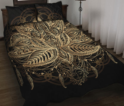 Boho Spiritual Lotus Print Quilt Bed Set