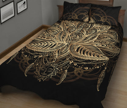 Boho Spiritual Lotus Print Quilt Bed Set