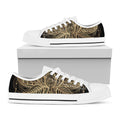 Boho Spiritual Lotus Print White Low Top Sneakers