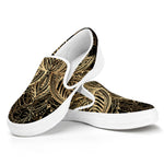 Boho Spiritual Lotus Print White Slip On Shoes