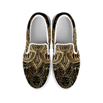 Boho Spiritual Lotus Print White Slip On Shoes