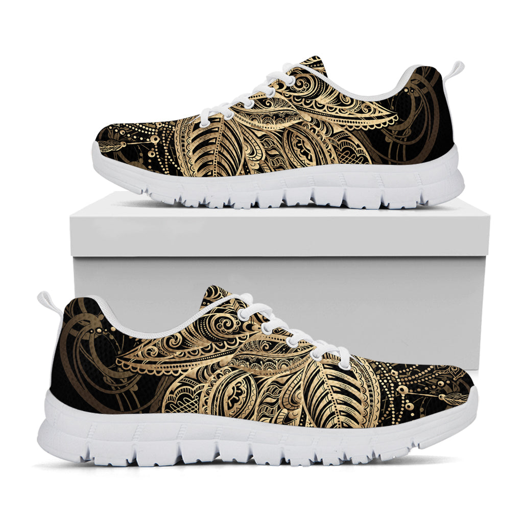 Boho Spiritual Lotus Print White Sneakers