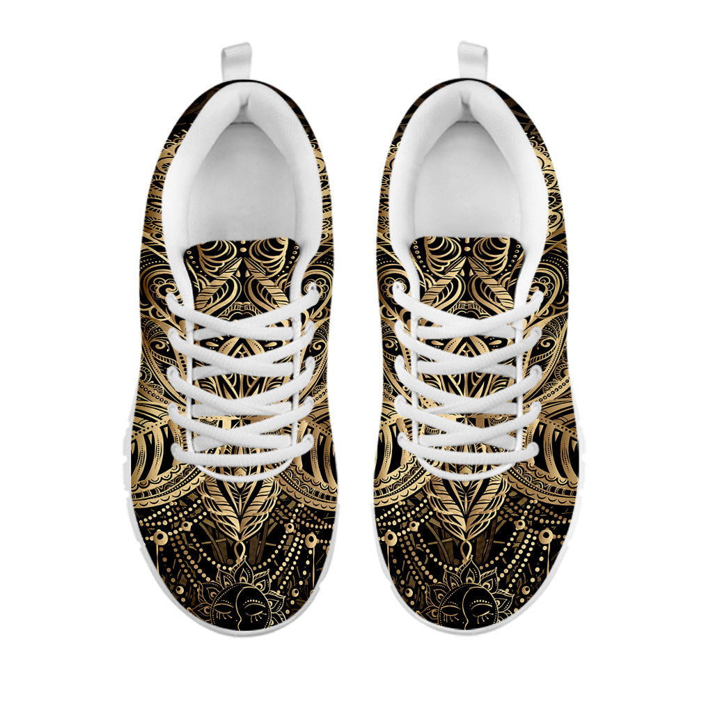 Boho Spiritual Lotus Print White Sneakers