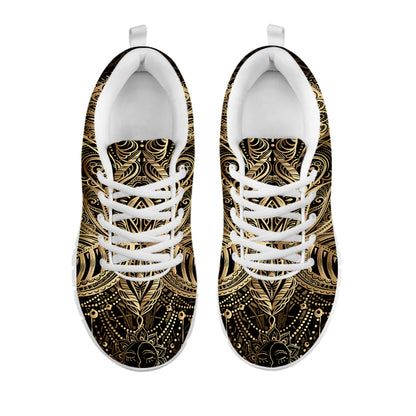 Boho Spiritual Lotus Print White Sneakers