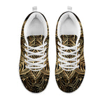 Boho Spiritual Lotus Print White Sneakers